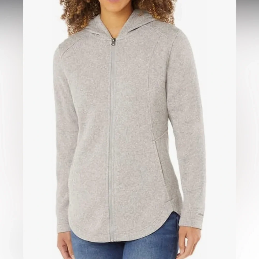 Grey Eddie Bauer Women's Radiator Fleece 2.0 Long Full‎ Zip Jacket with Hood XL